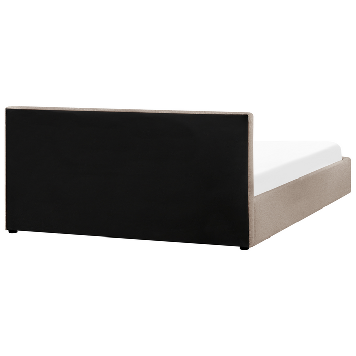 Beliani-MONTLAUR-Bed met opbergruimte-Taupe-180 x 200 cm-Bouclé