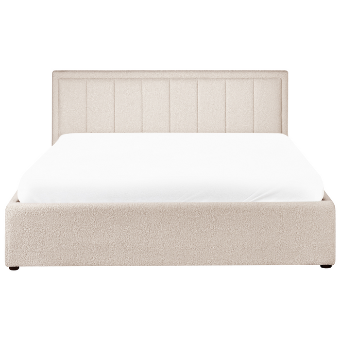 Beliani-MONTLAUR-Bed met opbergruimte-Beige-160 x 200 cm-Bouclé