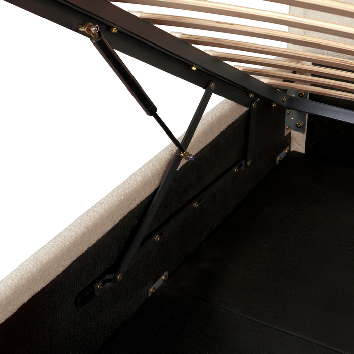 Beliani-MONTLAUR-Bed met opbergruimte-Beige-160 x 200 cm-Bouclé