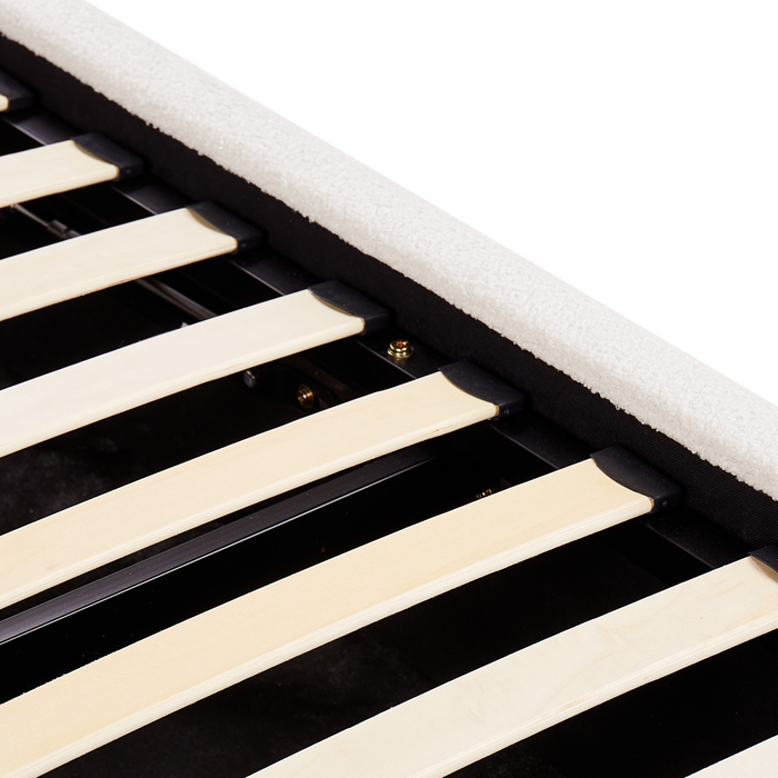 Beliani-VAUCLUSE-Bed met opbergruimte-Gebroken wit-140 x 200 cm-Bouclé