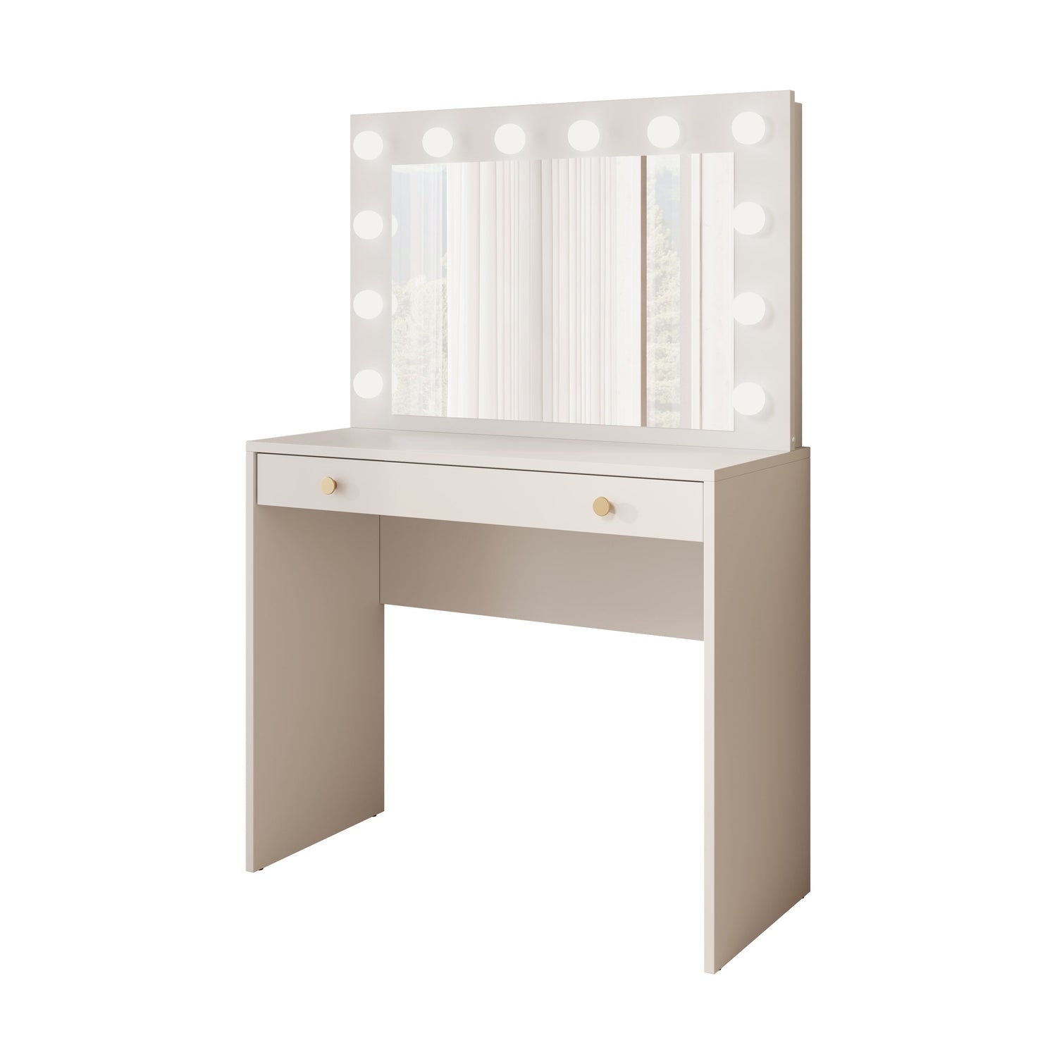 Meubella - Kaptafel Rumble 2 - Wit - 90 cm - Met spiegel