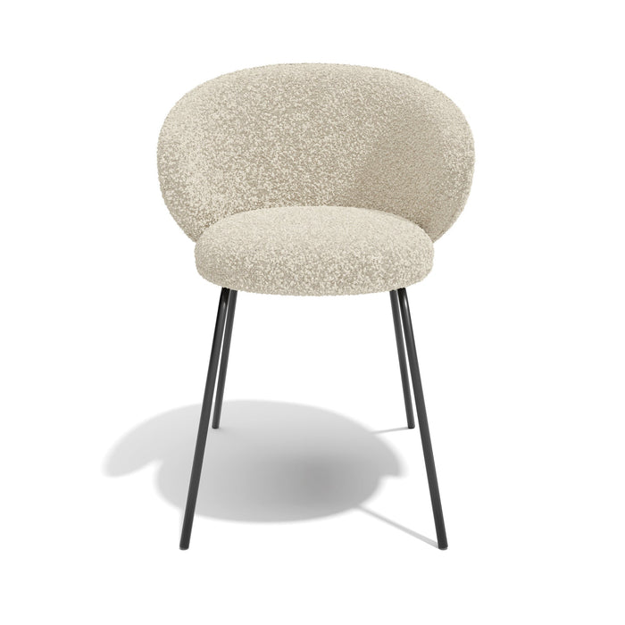 Set van 2 crèmekleurige bouclé stoelen met zwarte poten