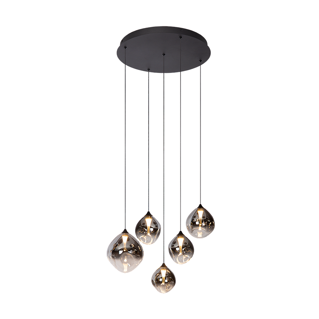 Atmooz Rosado Hanglamp - Ø55 x H170 cm - Organisch Grijs Glas