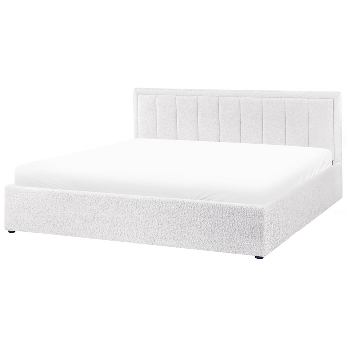 Beliani-MONTLAUR-Bed met opbergruimte-Wit-180 x 200 cm-Bouclé