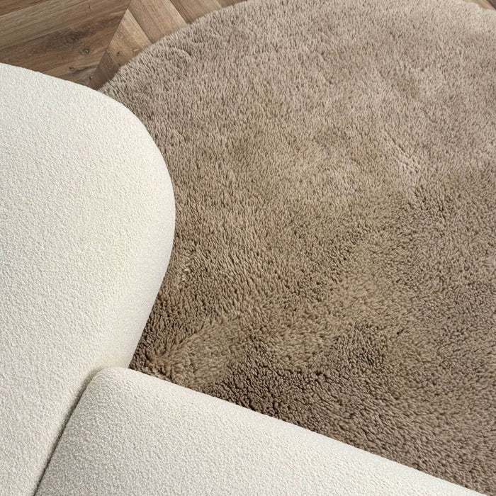 Rond hoogpolig vloerkleed Furr bruin - Interieur05 - 120 x 120 cm