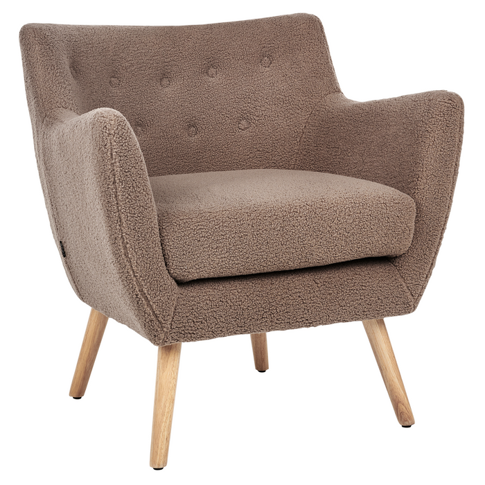 Beliani - DRAMMEN - Chesterfield fauteuil - Bruin - Bouclé