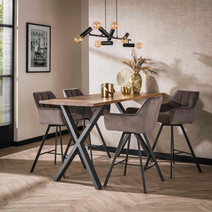 Giga Meubel - Barstoel Velvet Antraciet - Draaibaar - Set van 2