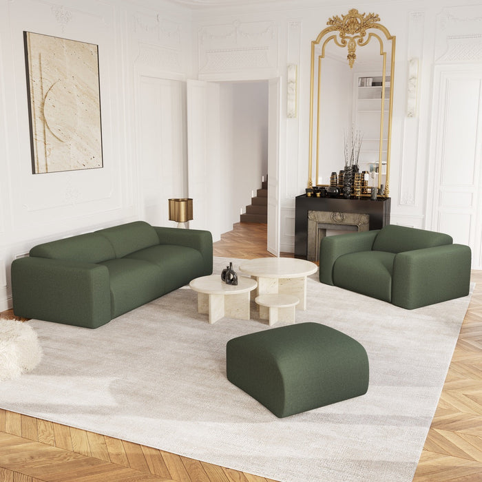 4-zitsbank in olijfgroene geweven stof 240cm