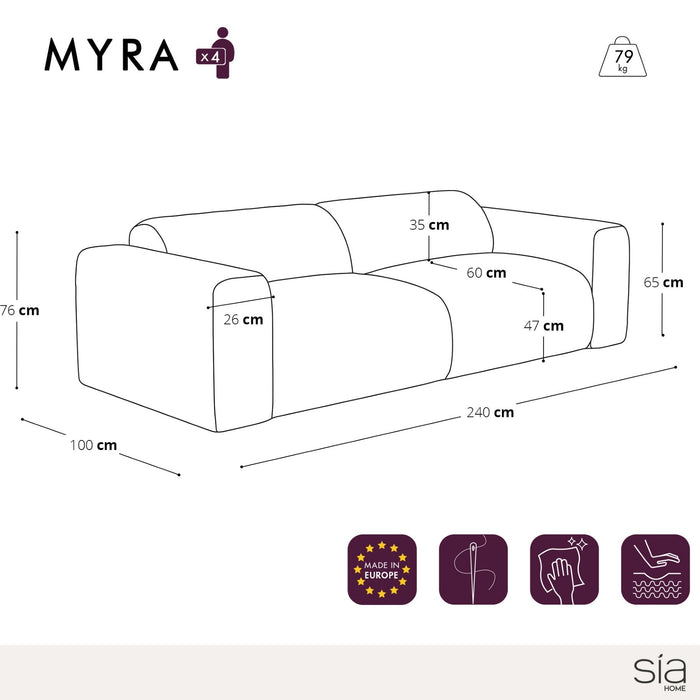 4-zits beige ribfluwelen bank 240cm