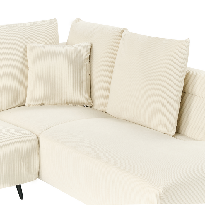 Beliani - LUNNER - Hoekbank - Lichtbeige - Linkszijdig - Corduroy