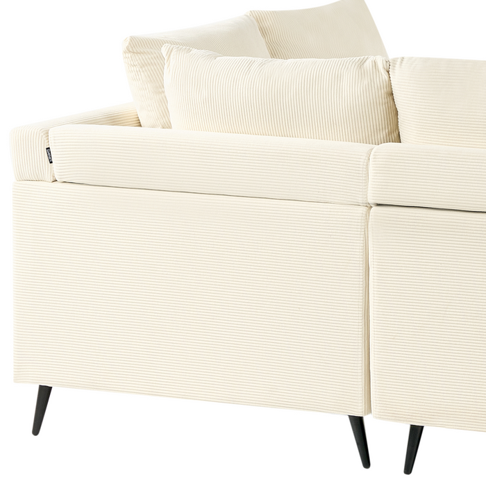 Beliani - LUNNER - Hoekbank - Lichtbeige - Linkszijdig - Corduroy