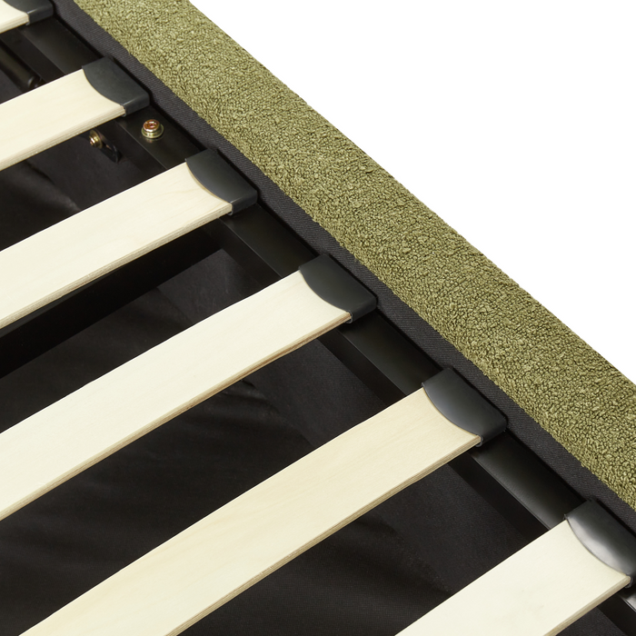 Beliani-VAUCLUSE-Bed met opbergruimte-Lichtgroen-160 x 200 cm-Bouclé