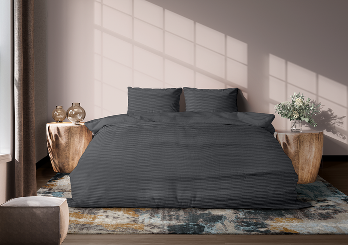 Eleganzzz Dekbedovertrek Micropercal Serenity Flow - dark grey