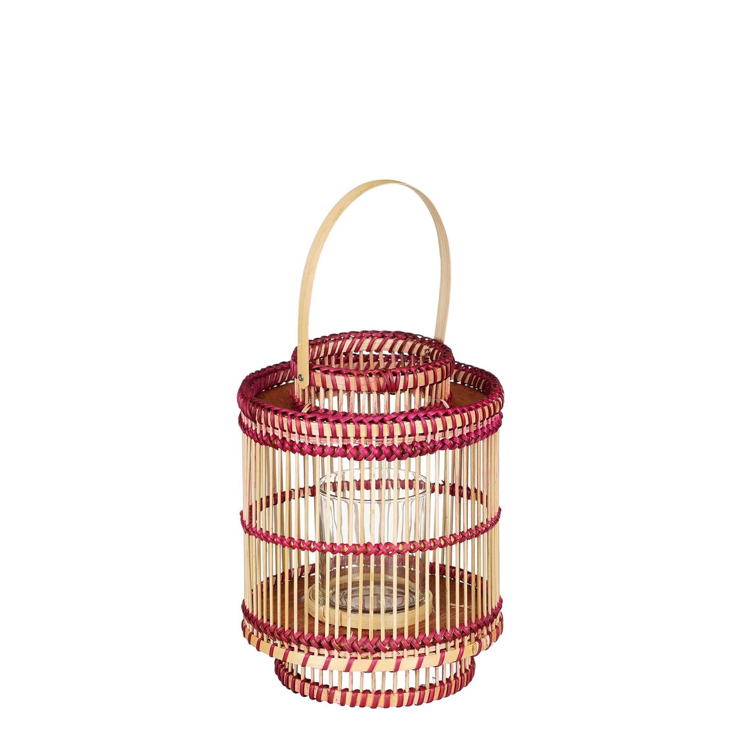 Mica Decorations Lantaarn Classic - 18x18x25 cm - Bamboe - Roze