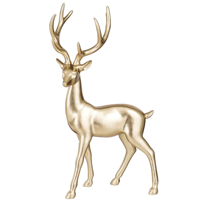 Mica Decorations Kerstversiering Deer - 37x27x62 cm - Polyresin - Champagne