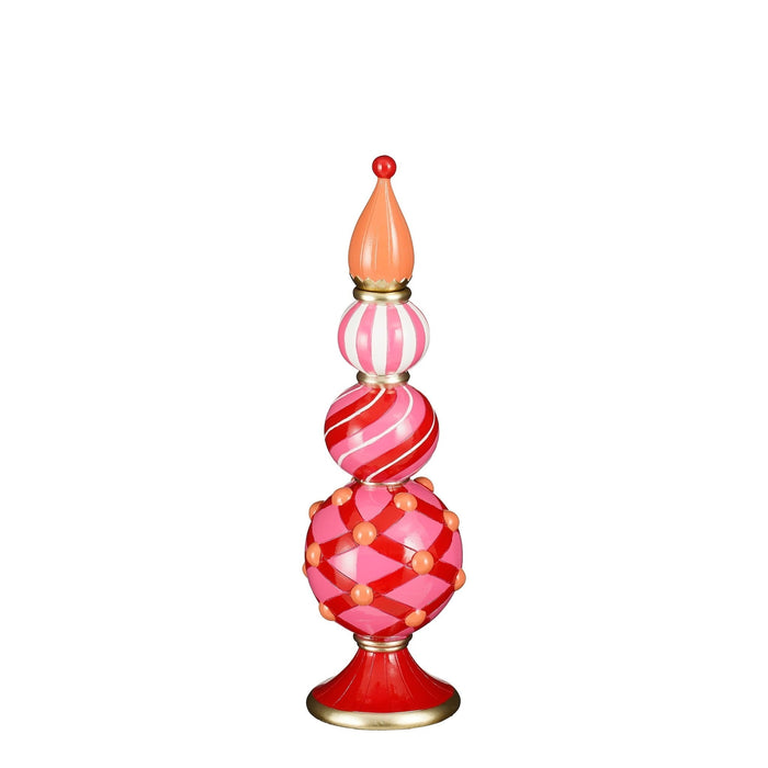 Mica Decorations Kerstversiering Finial - 15x15x47 cm - Polyresin - Rood