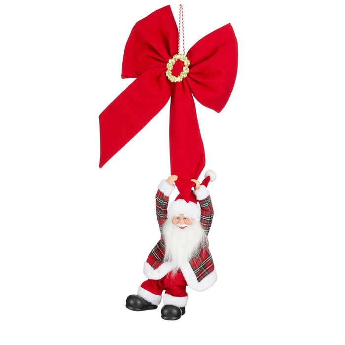 Mica Decorations Kerstversiering Santa bow - 38x15x90 cm - Polyester - Rood