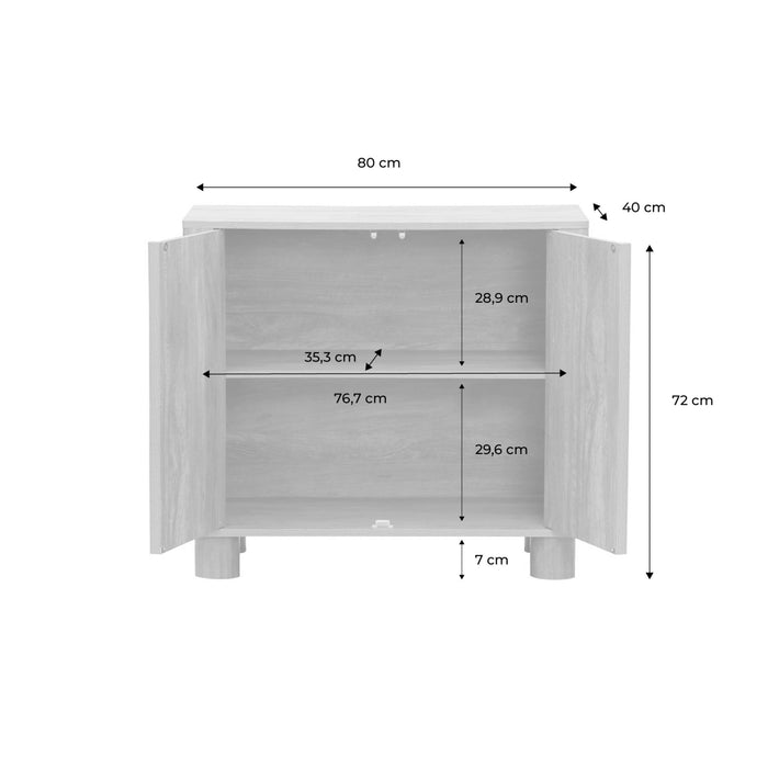 sweeek - Exotisch dressoir met houteffect van mangohout 2 deuren 80 cm