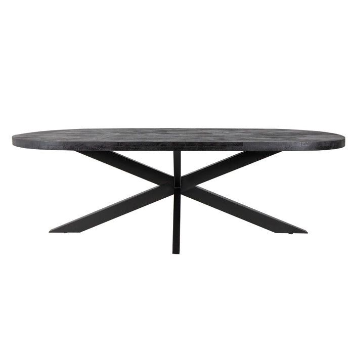 Giga Meubel - Eettafel Ovaal - Zwart Mangohout - 300x100x78cm - Barn