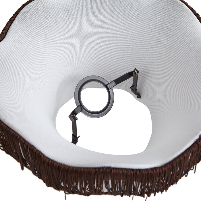 QAZQA Stoffen lampenkap bruin met witte binnenkant 31,5|15|14 -