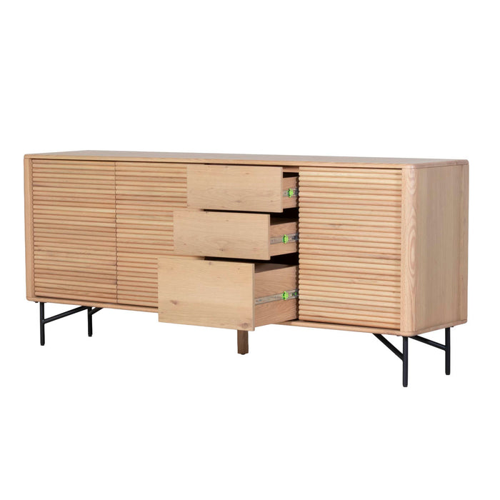 DÉJA Living - Dressoir Eikenhout|Metaal - Naturel - 200x45x86cm - Inès