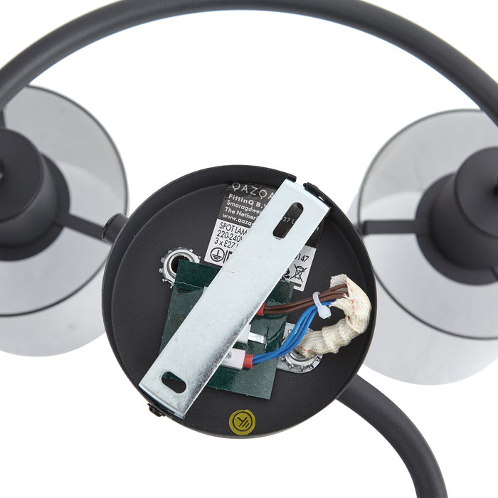 QAZQA Design plafondspot zwart met smoke glas rond 3-lichts - Domo