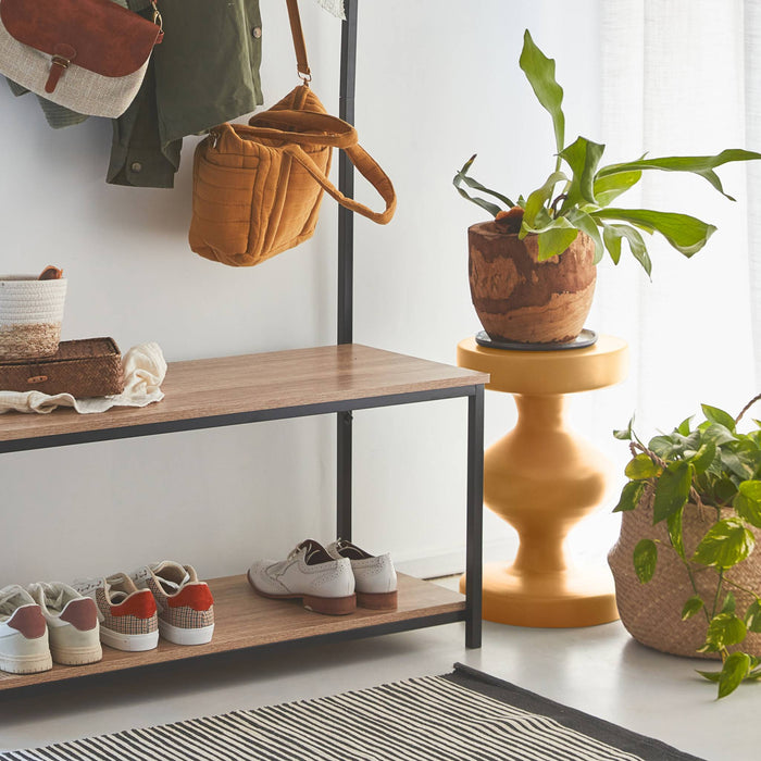 sweeek - Bijzettafel, bankuiteinde, metalen nachtkastje, Ø29,5 x H