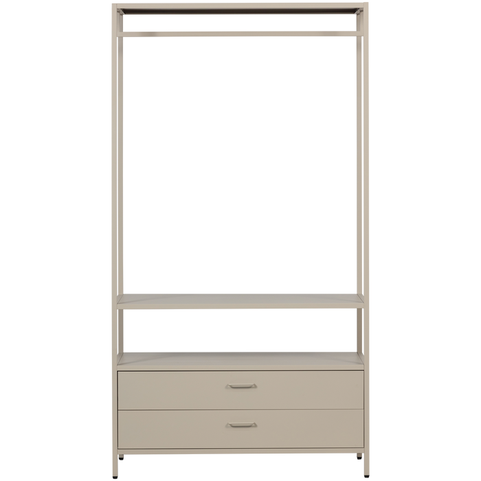WOOOD Ferris Open Kledingkast 100 cm - Metaal - Zand - 185x100x54