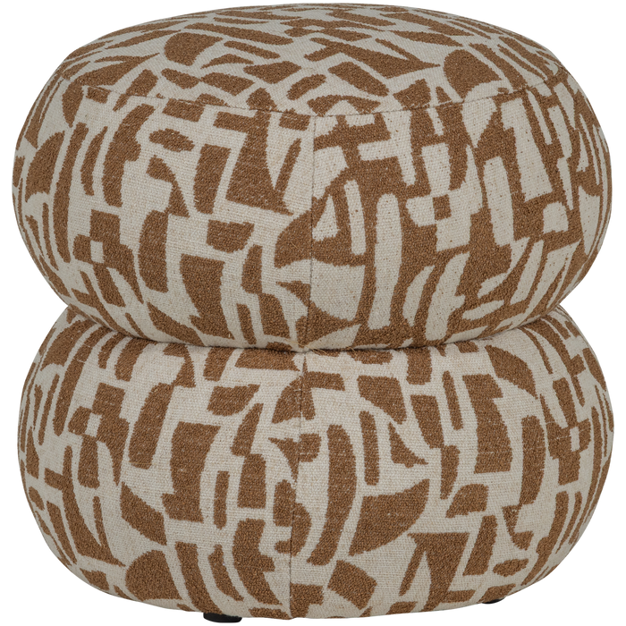 WOOOD Anic Poef - Polyester - Grafisch Patroon - Bruin - 40x43x43