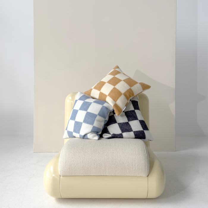Maison Deux Checkerboard Kussenhoes - Terra / Wit