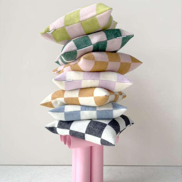 Maison Deux Checkerboard Kussenhoes - Terra / Wit