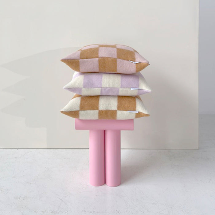 Maison Deux Checkerboard Kussenhoes - Terra / Roze