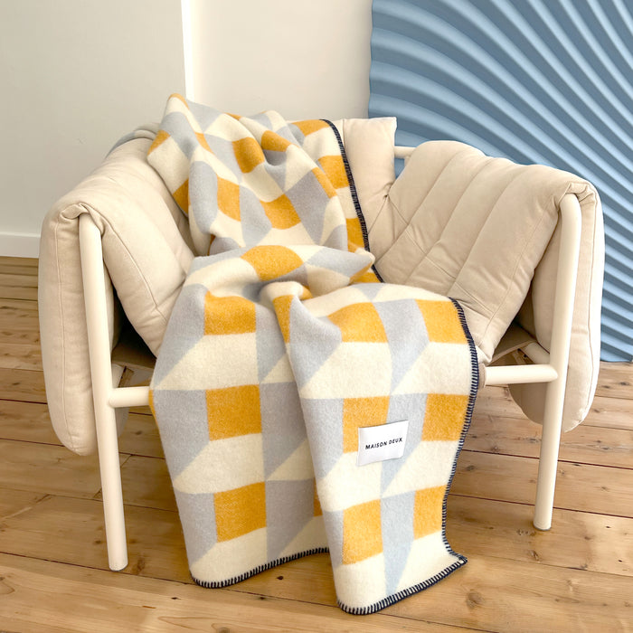 Maison Deux Cubics Plaid - Blauw Honing