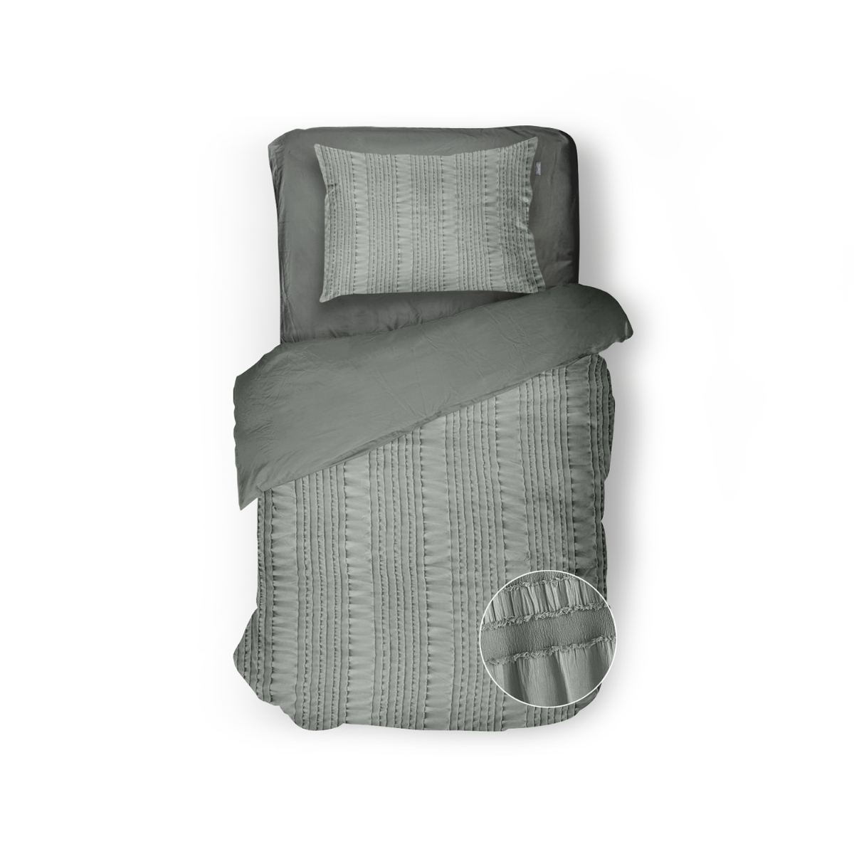 Eleganzzz Dekbedovertrek Micropercal Pure Stitches - soft green