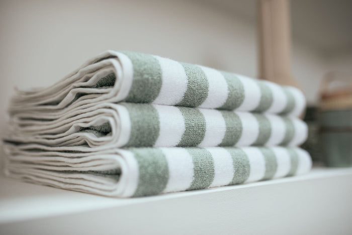 Handdoek Verona Stripes Desert | 70 x 140 cm | Wit | Beige | Katoen