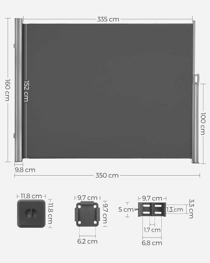 Windscherm - Tuinscherm - Privacyscherm - 160 x 350 cm (H x L) - Grijs