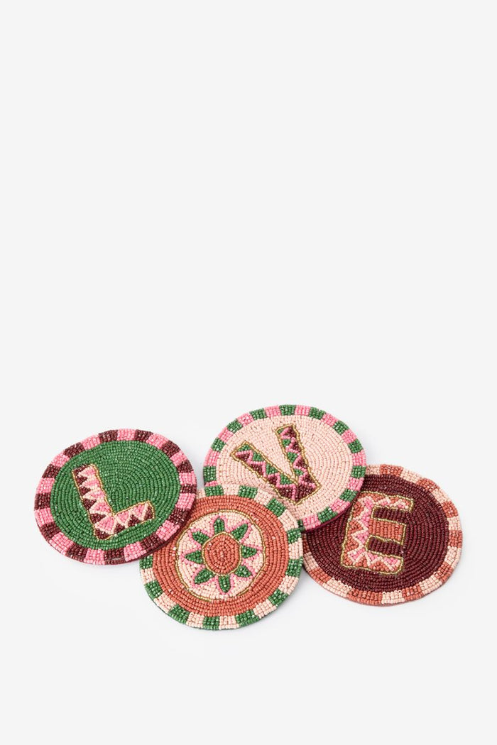 Sissy-Boy Multicolour onderzetters love met kralen-4st.