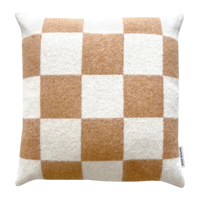 Maison Deux Checkerboard Kussenhoes - Terra / Wit