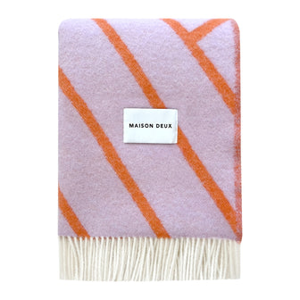 Maison Deux Lines Plaid - Lila / Oranje