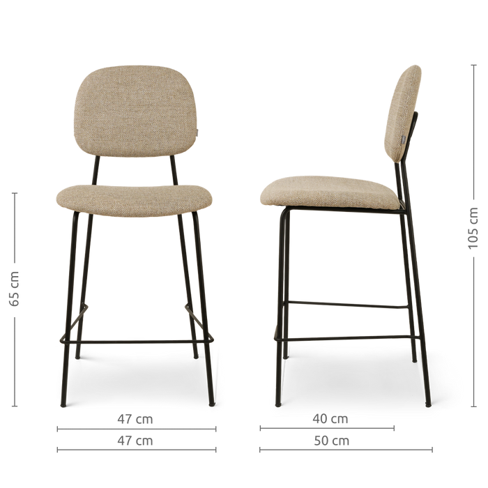 Nolon Jasmijn Barkruk Taupe Melange - Zwart - 65 cm