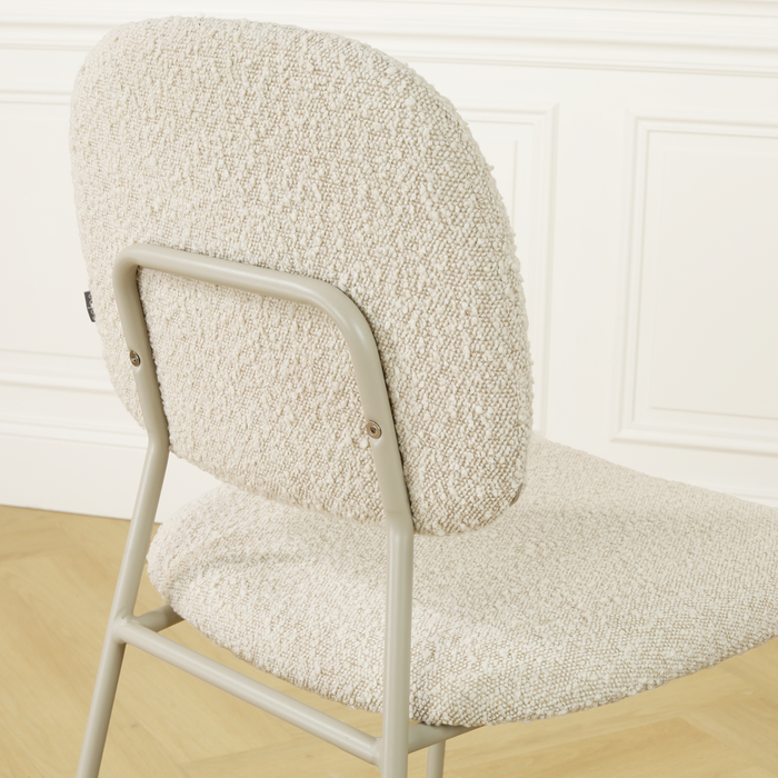 Nolon Jasmijn Eetkamerstoel Bouclé Beige - Grijsbeige