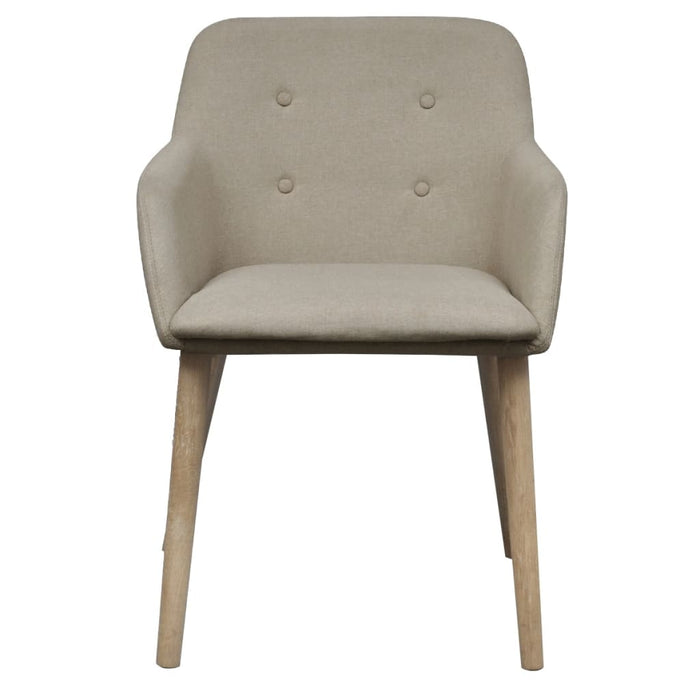 vidaXL Eetkamerstoelen 6 st stof en massief eikenhout beige