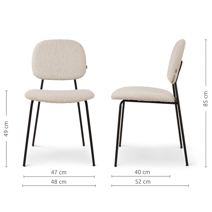 Nolon Jasmijn Eetkamerstoel Bouclé Beige - Zwart