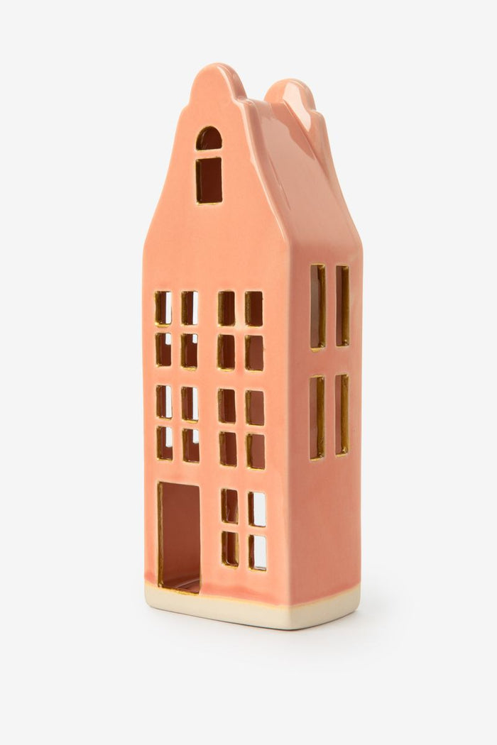 Sissy-Boy Lichtroze waxinelichthouder huisje met klokgevel