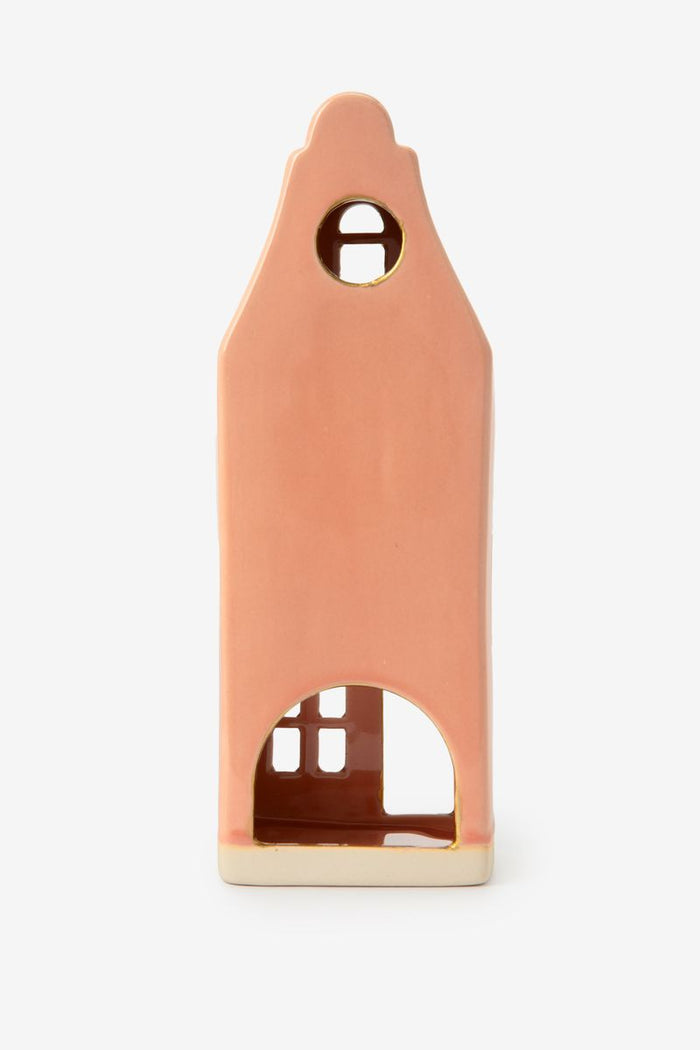 Sissy-Boy Lichtroze waxinelichthouder huisje met klokgevel
