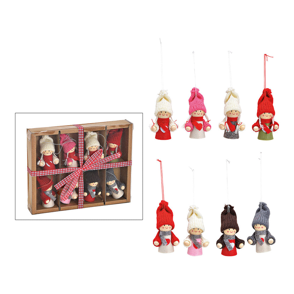 SVJ Kersthanger Kinder - 3x20x16 cm - Textiel - Multi - Set van 8