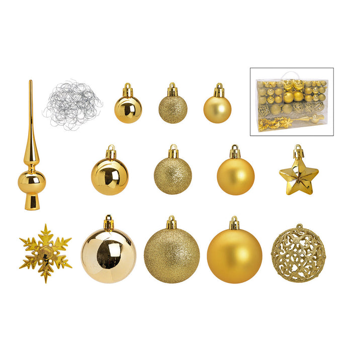 SVJ Kerstballen 3|4|6 cm - 12x36x23 cm - Kunststof - Goud - Set van 111
