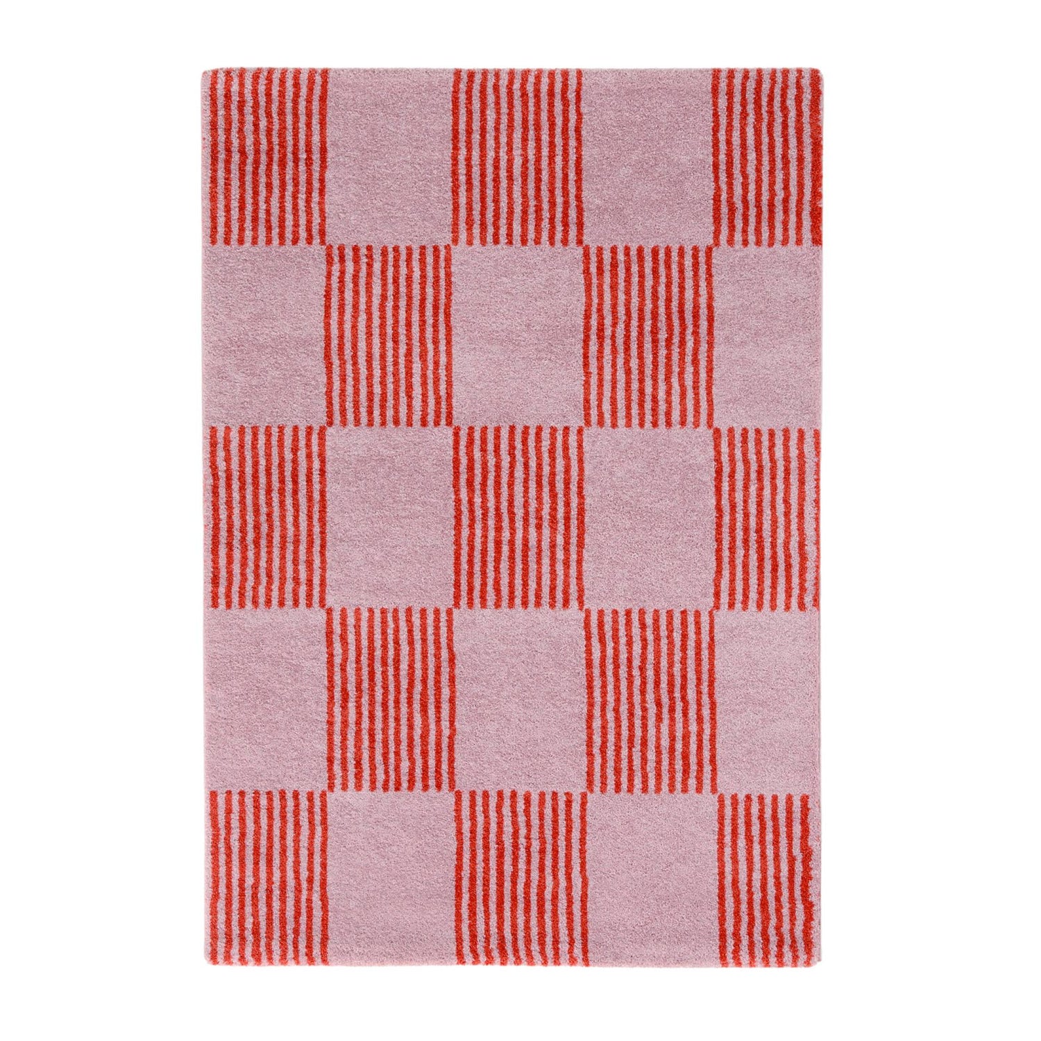 sweeek - Binnen tapijt rood en roze dambordpatroon