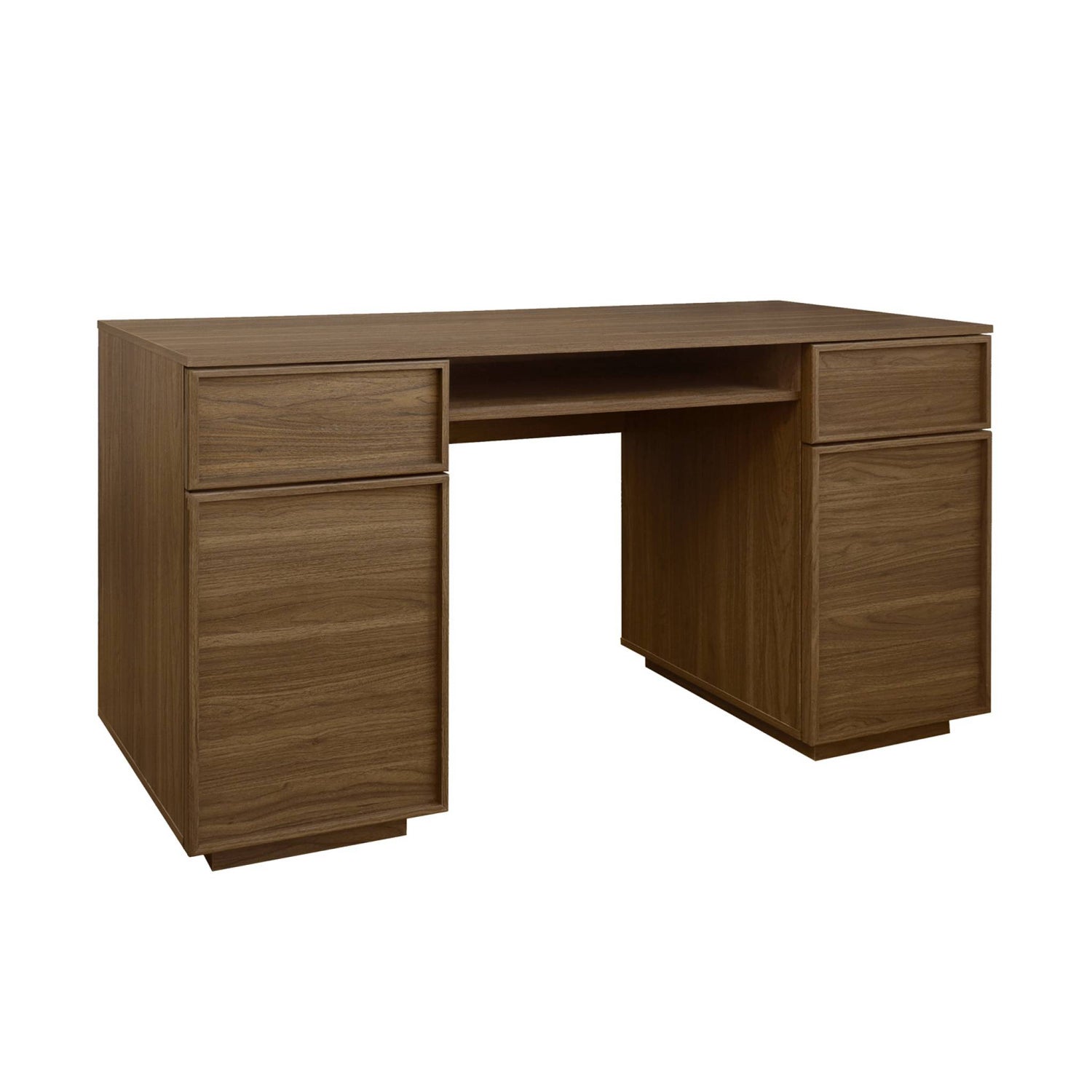 sweeek - Bureau houteffect bureau 2 deuren 2 laden 1 nis 140cm