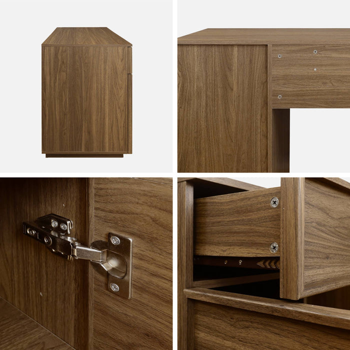 sweeek - Bureau houteffect bureau 2 deuren 2 laden 1 nis 140cm